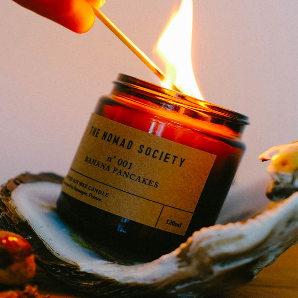 vegan hand poured wax candle Banana Pancakes The Nomad Society