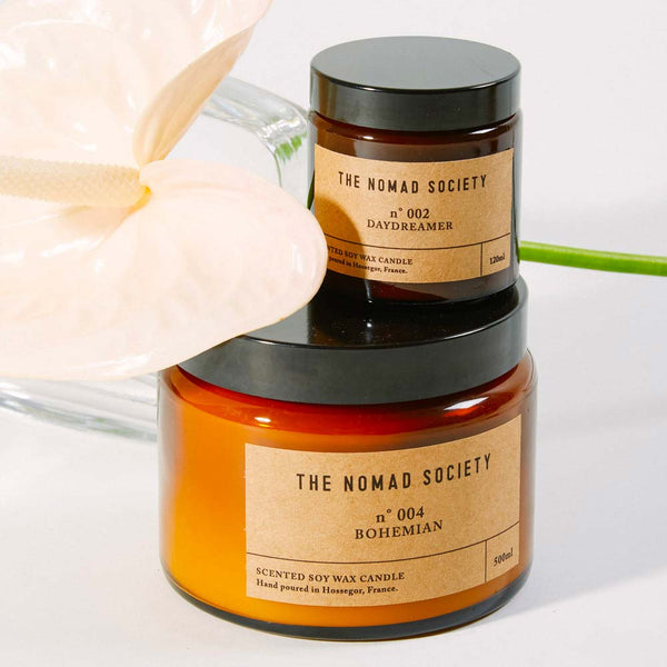 Bohemian soy wax candle hand poured The Nomad Society 500ml
