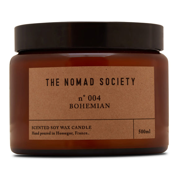 Bohemian soy wax candle hand poured The Nomad Society 500ml
