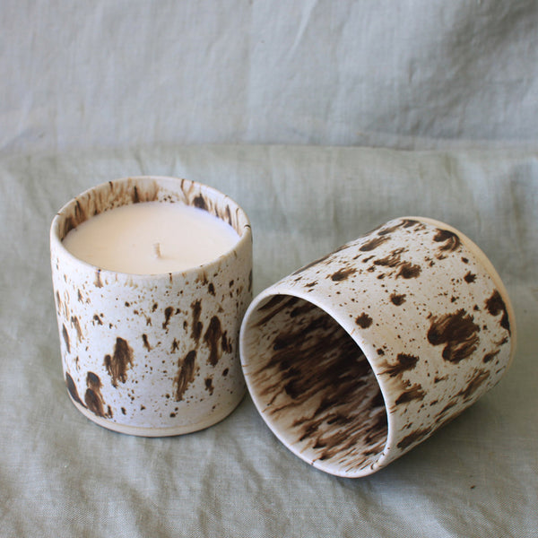FLECKED CERAMIC REFILLABLE CANDLE
