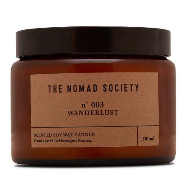 Wanderlust scented soy wax candle The Nomad Society 500ml