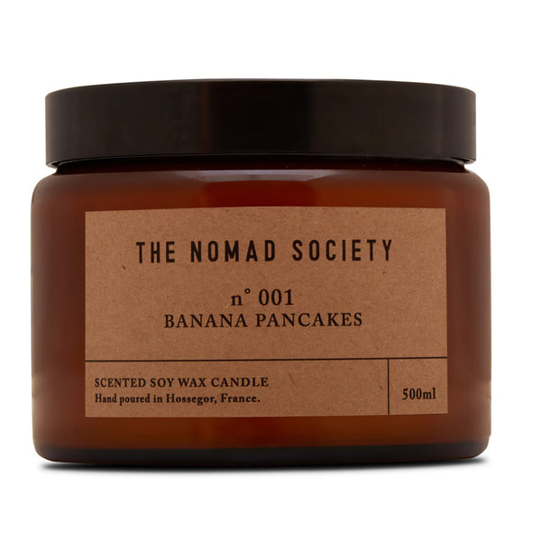 vegan hand poured wax candle Banana Pancakes The Nomad Society 500ml