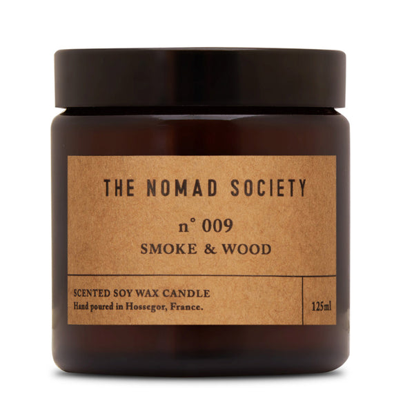 Smoke & Wood campfire scented soy wax candle The Nomad Society